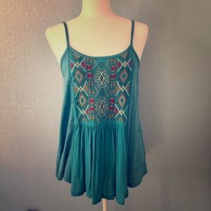 Embroidered Boho Tank: Size M